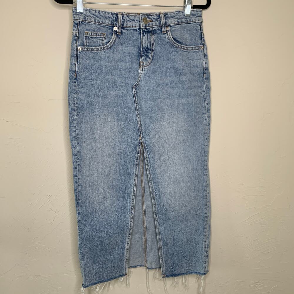 Divided Midi Jean Skirt Sz 4 Front Slit Great Condition